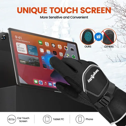 Vista 4 de UJUJIA -Guantes de invierno de 40 , guantes de esquí y snowboard para hombres y mujeres, guantes térmicos cálidos para clima frío, impermeables