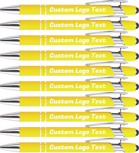 Vista 9 de Bolígrafos personalizados con nombre, texto, logotipo, bolígrafo personalizado para eventos de oficina de negocios con lápiz óptico para pantalla