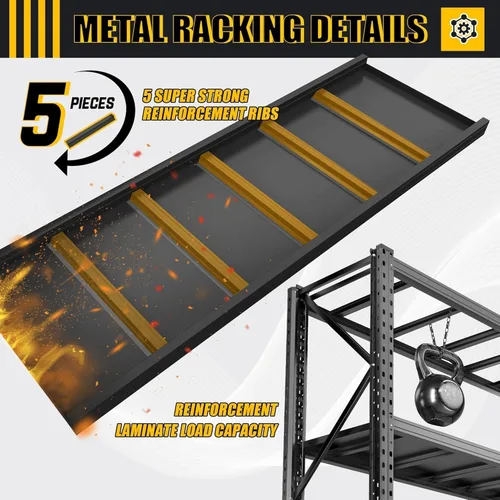Vista 4 de PRESTELION Estantes de almacenamiento resistentes de 67 pulgadas de ancho, 5100 libras, estantes de metal ajustables de 3 niveles, estantería