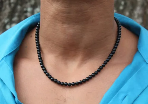 Vista 2 de Collar de ónix para hombre - Joyería de protección de empatía - Collar de protección del karma - Collar de estrangulador con cuentas