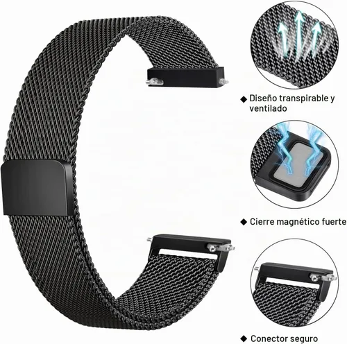 Vista 2 de Amzpas Bandas de metal para Amazfit Bip U Pro/Bip U/Bip 3 Pro/Bip 3/Bip S / Bip S Lite/Bip Lite, correa de repuesto ajustable de acero inoxidable