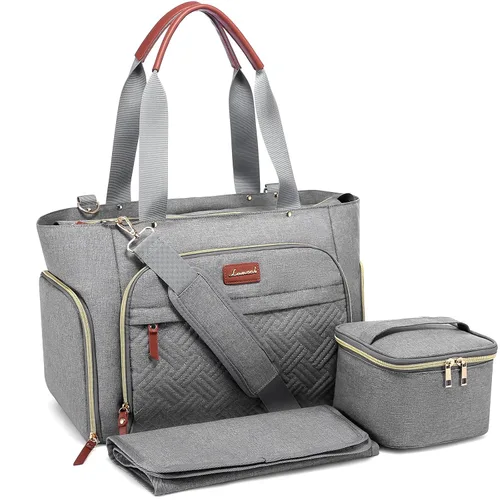 Vista 10 de LOVEVOOK Bolsa para extractor de leche, juego de 3 piezas, bolsa de trabajo para mamá que amamanta con bolsillo para computadora portátil de 15 Negro