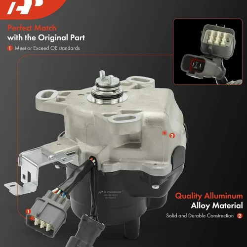 Vista 7 de Distribuidor de encendido A-Premium con tapa y rotor compatible con Honda Accord 1994-1995 2.2L, con 2 bujías