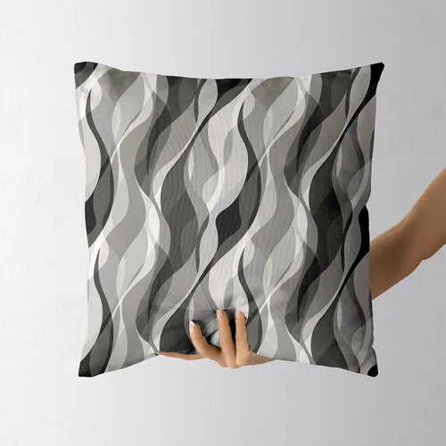Vista 4 de Juego de 2 fundas de almohada gris y negro en blanco para sofá de sala de estar, fundas de cojín de líneas geométricas modernas para decoración