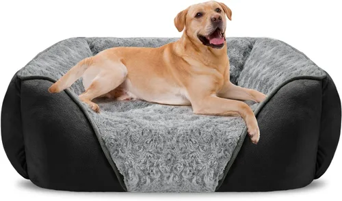 Vista 35 de INVENHO Cama para perros pequeños para perros medianos a grandes, rectangular, ortopédica, suave, relajante, duradera, con parte inferior