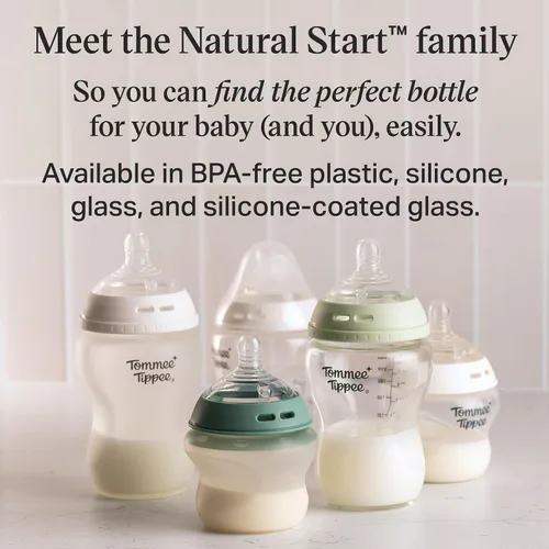 Vista 8 de Tommee Tippee Natural Start - Biberones anticólicos de silicona de 9 oz libres de BPA, para bebés de 0+ meses, silicona con sensación como la piel