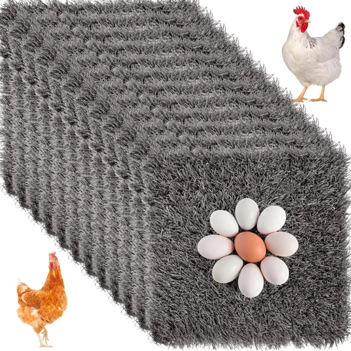 Vista 7 de Zhengmy Juego de 12 almohadillas de anidación de pollos, caja nido, almohadillas de anidación lavables para gallinero, alfombra de césped Marrón