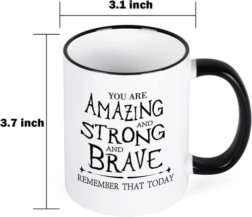 Vista 7 de Cabtnca Taza de café inspiradora - You're Amazing And Strong And Brave, regalo fuerte para mujer, regalo de agradecimiento para hombres, 11 onzas