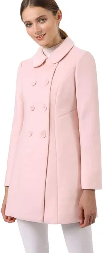 Vista 2 de Allegra K - Gabardina larga de invierno con cuello Peter Pan y botonadura doble para mujer
