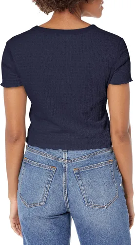 Vista 4 de GUESS Top ahumado de manga corta con cuello redondo para mujer