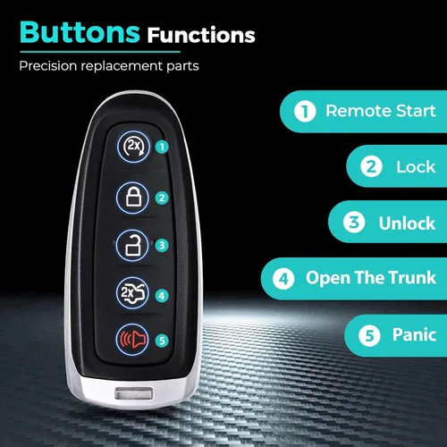 Vista 5 de HelloAuto Llavero apto para Ford Explorer Edge 2011-2015, control de entrada remota inteligente sin llave con arranque remoto para Taurus Focus