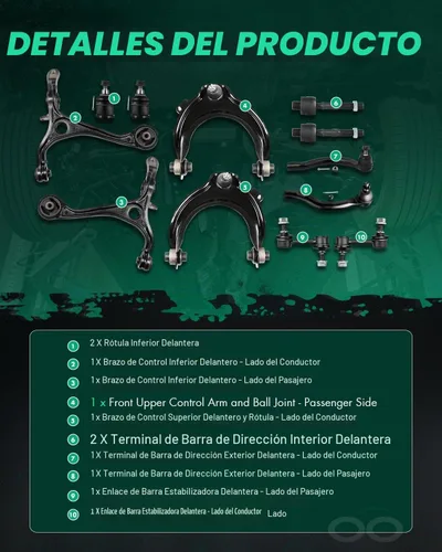 Vista 3 de Scitoo 12pcs Kit de suspensión 2 brazo de control superior y junta de bola, 2 brazo de control inferior 4 extremo de la barra de corbata, 2 juntas