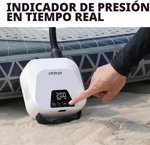 Vista 7 de CYCPLUS Smart SUP Air Pump, 20PSI, 38.48Wh Battery, Inflation & Deflation Compact size, 1.14kg, Auto-Off, 7 Nozzles, Air Pump for Stand Up Paddle