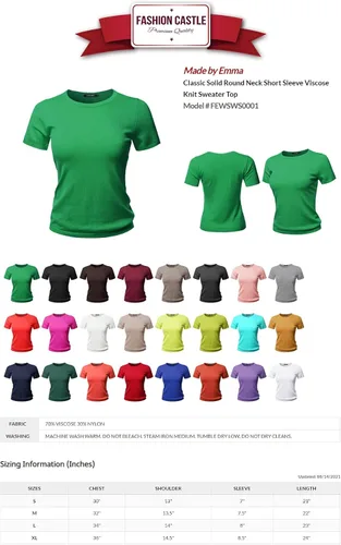 Vista 5 de Suéter de punto de viscosa de manga corta con cuello redondo liso para mujer