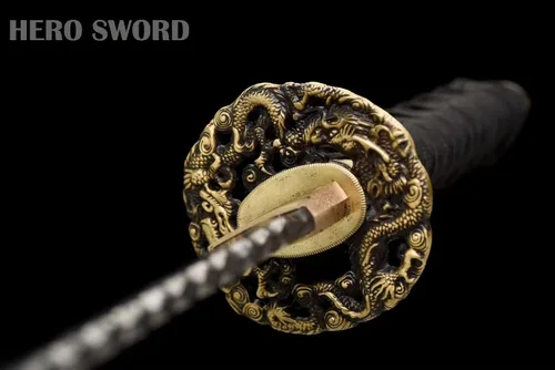 Vista 8 de Hecho a mano Damasco Acero Martillo Patrón Hoja Tanto Sharp Samurai Japonés Espada Corta Dragón Cuchillo Arma Real