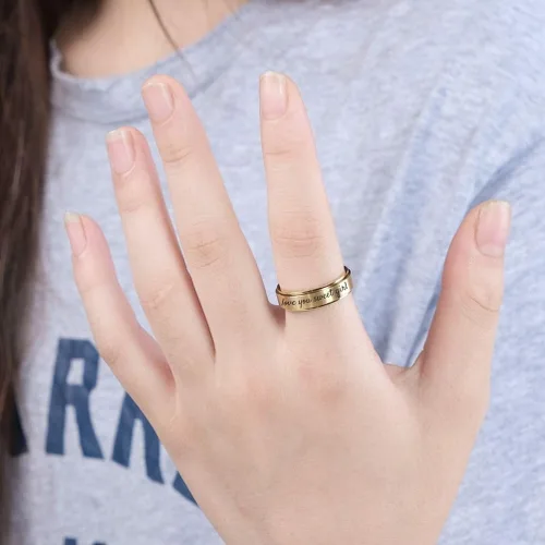 Vista 5 de EBAT Anillo de ansiedad personalizado para mujeres, hombres, hijas, niños, anillo de acero inoxidable grabado con nombre, joyería giratoria regalo