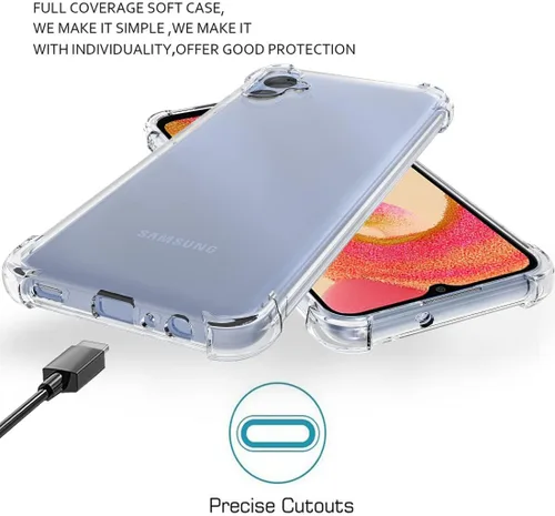 Vista 7 de Osophter Para Samsung Galaxy A04E Caso: Transparente Transparente Con Protector De Pantalla TPU Absorción De Golpes Flexible Cubierta Del Teléfono