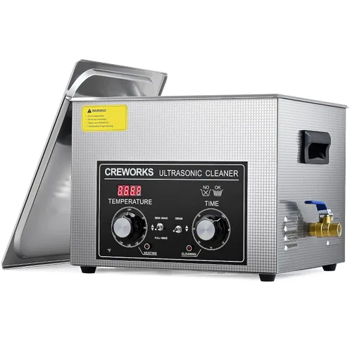 Vista 11 de CREWORKS Limpiador ultrasónico de 2 litros con Degas y modos suaves, máquina de limpieza ultrasónica de acero inoxidable de 60 W con calentador