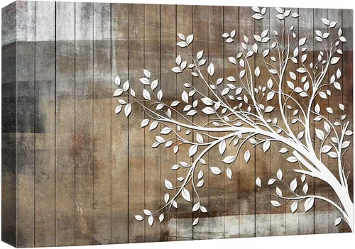 Vista 28 de wall26 Lienzo impreso para pared, diseño rústico, marrón, otoño, bosque, árbol, paisaje, naturaleza, ilustraciones de área silvestre, arte moderno