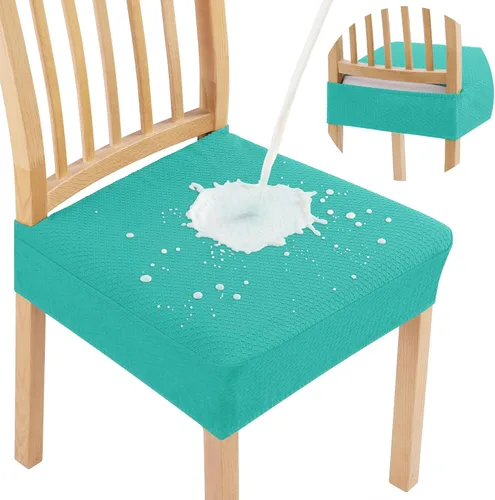 Vista 33 de Smiry Juego de 2 fundas de asiento impermeables para sillas de comedor, tela jacquard elástica, extraíble y lavable, fundas protectoras de asiento