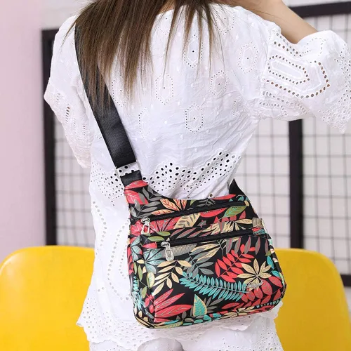 Vista 6 de Bolsa de nailon multibolsillos para mujer, cruzada, bolsa-monedero, para viajes