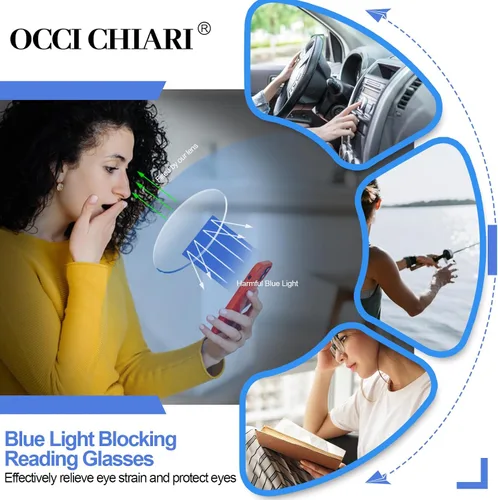Vista 3 de Gafas de lectura Occhi Chiari para ordenador, filtro que bloquea la luz azul, gafas de vista cansada, lentes anti brillo con protección UV