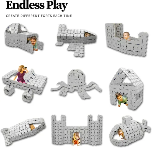 Vista 4 de Kit de construcción de fuertes Bloques Jumbo - Juguetes de construcción para niños Juego de 90 piezas: gris