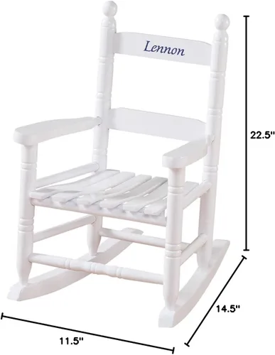Vista 3 de Miles Kimball Custom Childs White Rocker - Fuente Azul Blue Fuentes