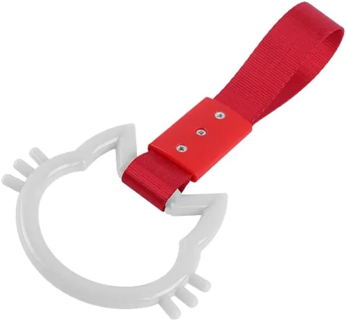 Vista 12 de Q1-TECH, Anillo JDM Tsurikawa japonés para metro, tren, autobús, correa de mano KITTY Cat para parachoques delantero y trasero, anillos