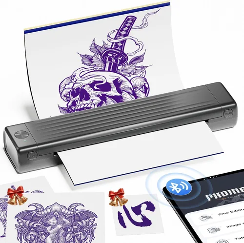 Vista 9 de Itari Kit de impresora de plantillas de tatuaje con papel de transferencia Negro