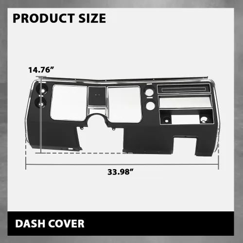 Vista 5 de GRAND ORANGE Cubierta de bisel del panel de instrumentos del tablero Compatible con Chevy Chevelle El Camino 1968 Sin aire Negro