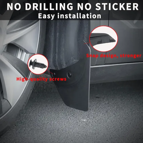 Vista 7 de Solapas de barro Jawjut, compatibles con Tesla Model Y 2023 2024, accesorios de protección contra salpicaduras, no requiere taladrar, negro