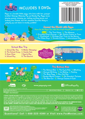 Vista 2 de Peppa Pig Explorer Pack Around the World School Bus Trip The Balloon Ride DVD
