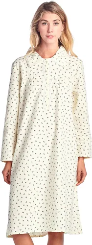 Vista 24 de Casual Nights Camisón de franela con flores de manga larga para mujer Azul