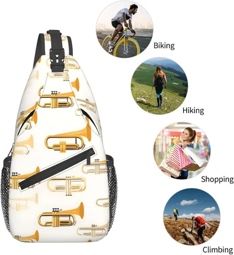 Vista 5 de Small Crossbody Bags for Women Men - Vintage Yellow Saxophone Print Adjustable Shoulder Bag Fanny Packs Belt Sling Bag Crossbody Purses Backpack for