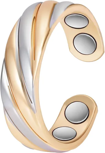Vista 10 de Copper Rings for Women, Pure Copper Three Color Gold Adjustable Magnetic Ring （FUTI-1）
