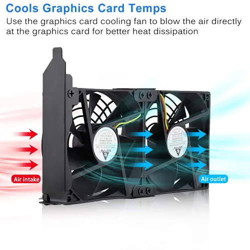 Vista 8 de GDSTIME Ventiladores de tarjeta gráfica, Enfriador de tarjeta gráfica, Enfriador de tarjeta de video, ranura PCI Dual 3.543 in 3.622 in