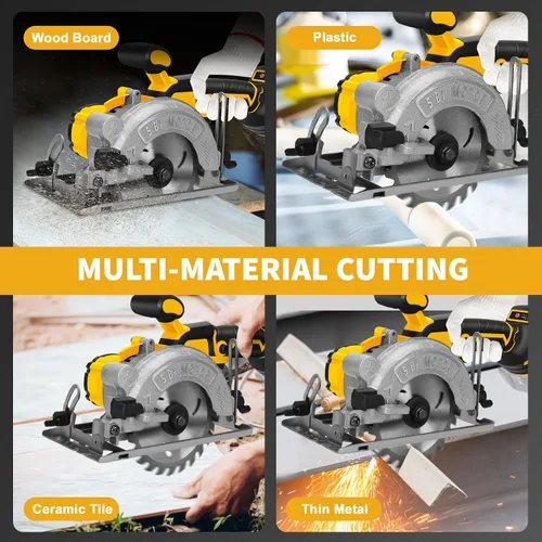 Vista 7 de Sierra circular inalámbrica de 5 pulgadas para batería Dewalt de 20 V (sin batería), sierra de madera eléctrica con motor sin escobillas, bisel