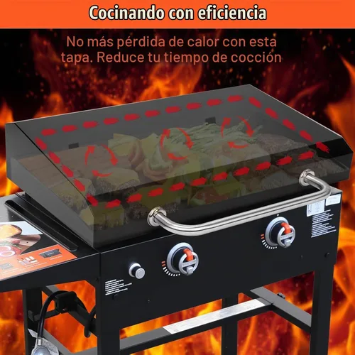 Vista 3 de Cubierta para parrilla Blackstone de 28 pulgadas con capucha con bisagras, cubierta de parrilla dura para exteriores, compatible con los modelos