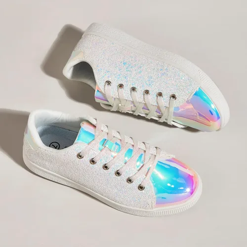 Vista 3 de LUCKY STEP - Tenis de moda para mujer, con brillantina y cordones