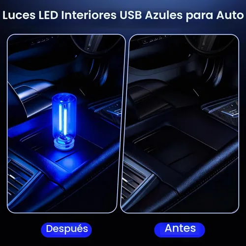 Vista 2 de 2 PCS Luces Ambientales USB Azules para Interior del Automóvil, Control Táctil Brillo Ajustable Enchufables Botella de Vidrio Retro Luces Nocturnas