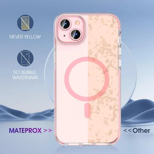Vista 4 de MATEPROX Fundas magnéticas transparentes para iPhone 15, compatibles con MagSafe, transparente, a prueba de golpes, delgada, a prueba de golpes