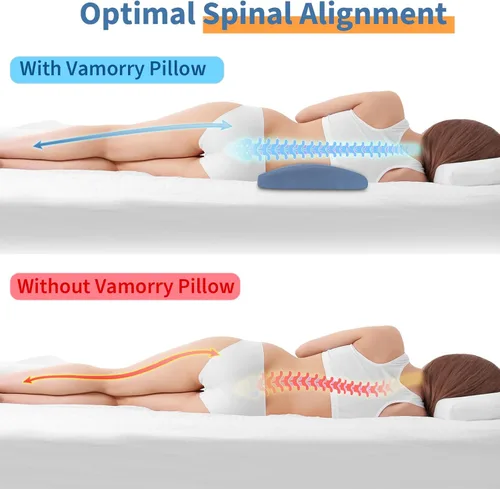 Vista 4 de Almohada de apoyo lumbar para aliviar el dolor de espalda: almohada de espalda baja para dormir - Almohada de cintura de espuma viscoelástica