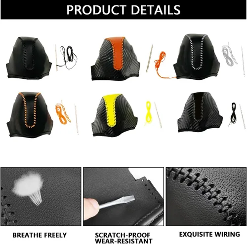 Vista 3 de Cubierta de Cuero para Pomos de Palanca de Cambios de Automóvil, Cubierta de Mango de Engranaje de Palanca de Cambios para Subaru Crosstrek/Impreza