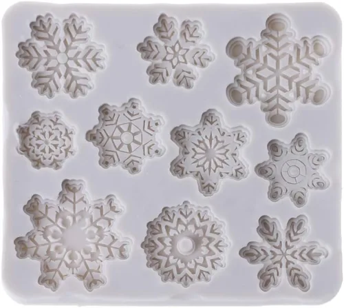 Vista 4 de Molde de silicona para pastel de fondant de copo de nieve de Navidad, molde de caramelo de chocolate, decoración de bricolaje, decoraciones