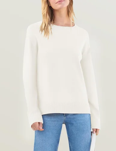 Vista 2 de ZESICA Suéter de manga larga para mujer, cuello redondo, tejido suave, abertura lateral, cómodo, holgado, para otoño 2023