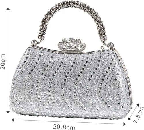 Vista 4 de Dreubea Bolso de noche brillante para mujer, bolso de noche con diamantes de imitación de moda