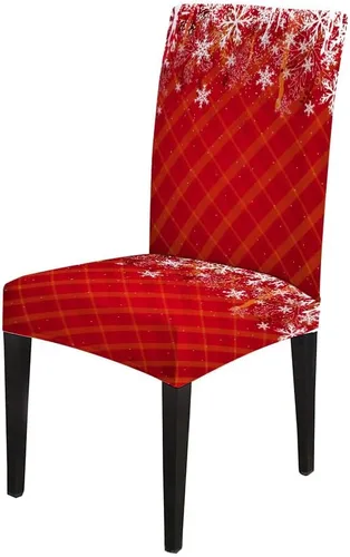 Vista 89 de CAPSCEOLL Christmas Dining Chair Covers,Snowflakes Festive Winter Pattern Stretch Chair Covers for Dining Room Set of 2 Washable Spandex Parson