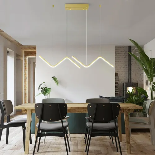 Vista 10 de Moderna lámpara colgante lineal LED con focos duales, regulable, 6000 K, luces colgantes de isla de cocina, candelabros negros chapados en isla
