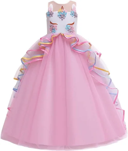 Vista 28 de REXREII Vestido de tul sin mangas para fiesta de unicornio para niñas, disfraz de carnaval, princesa, cumpleaños, Navidad, vestido largo